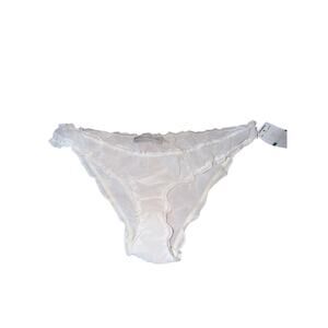 NWT flora nikrooz white bikini underwear panties large ruffle semi sheer bridal